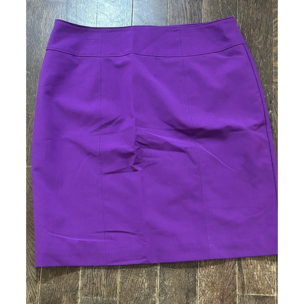 Worthington Pencil Skirt Womens 14 Perfect Fit Stretch Purple Welt Pocket Lined